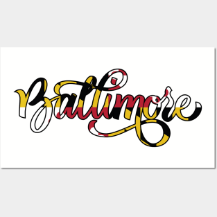 Baltimore Maryland Flag Script Posters and Art